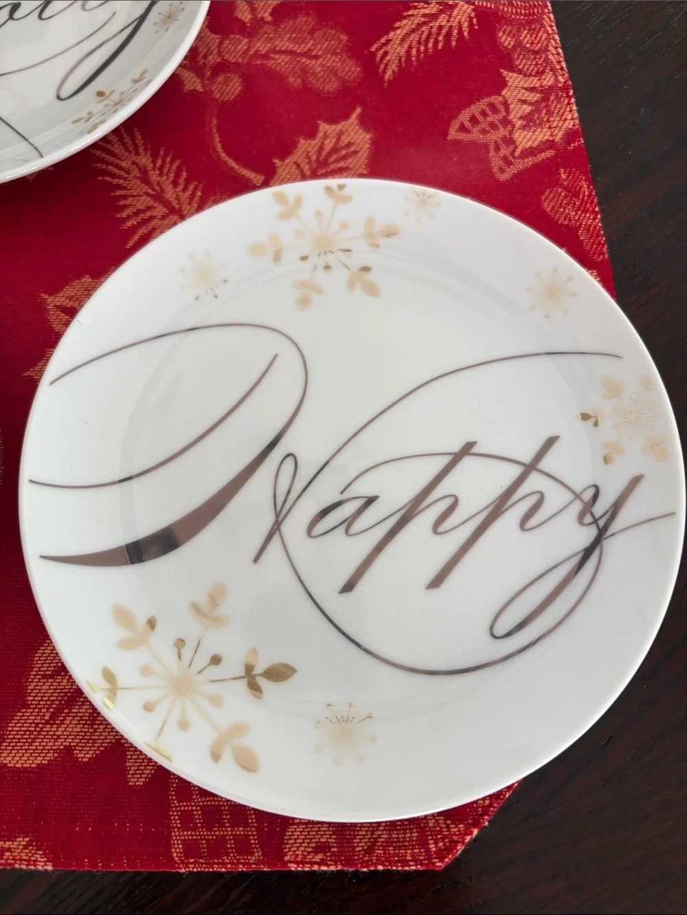 Pier One Imports White and Gold Set of 4 Holiday Appetizer Plates